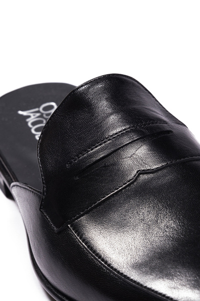 Leather Slippers - Black | Oscar Jacobson