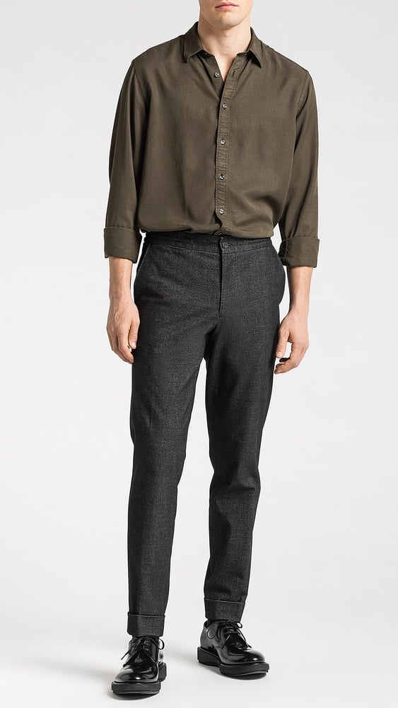Regular Fit Byxor Hög Midja