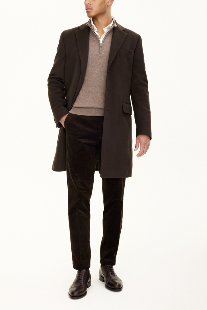 Regular Fit Brushed Wool Coat