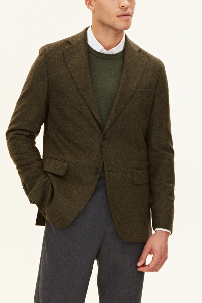 Regular Fit Fiskebensmønstret Blazer Tweed