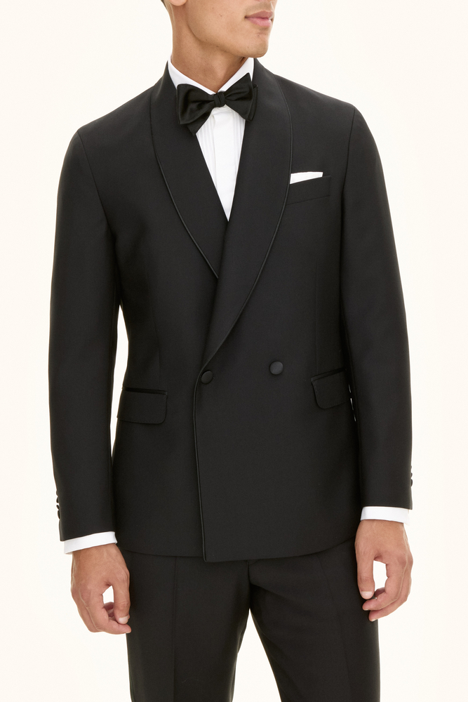 ESSAY Double Tailored Jacket　Black Double Cloth Sashiko Tailored Jacket in Black – Blue Owl