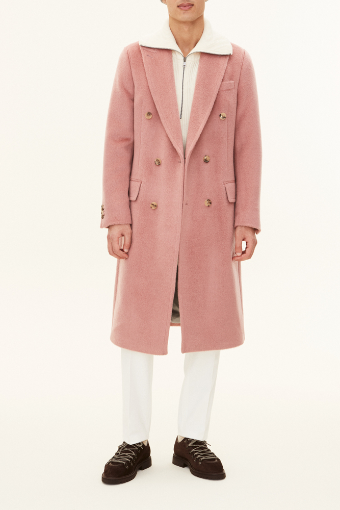 Slim Fit Dobbeltbrystet Frakke Soft Lama Uld