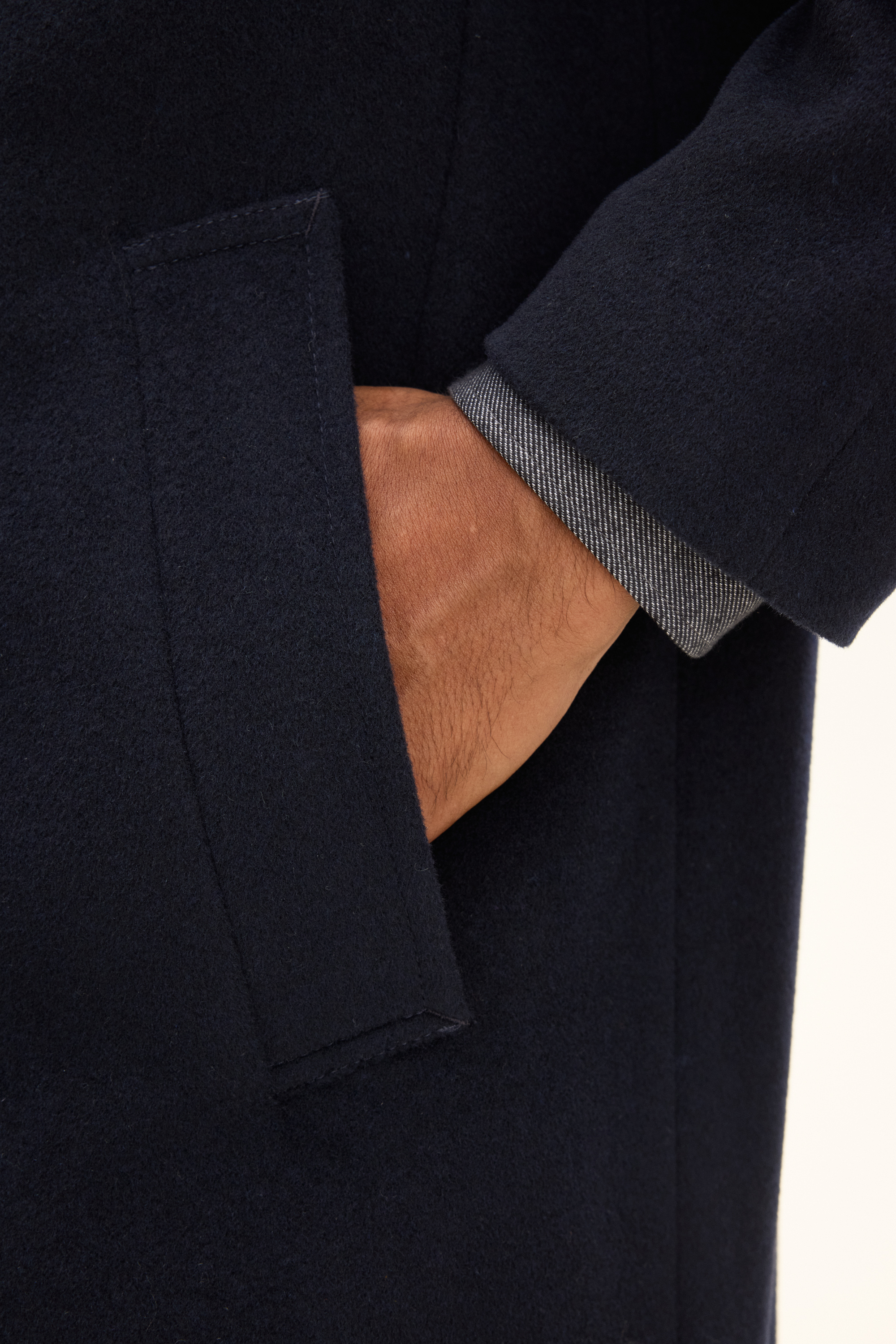 Regular Fit Brushed Wool Raglan Coat - Dark blue | Oscar Jacobson