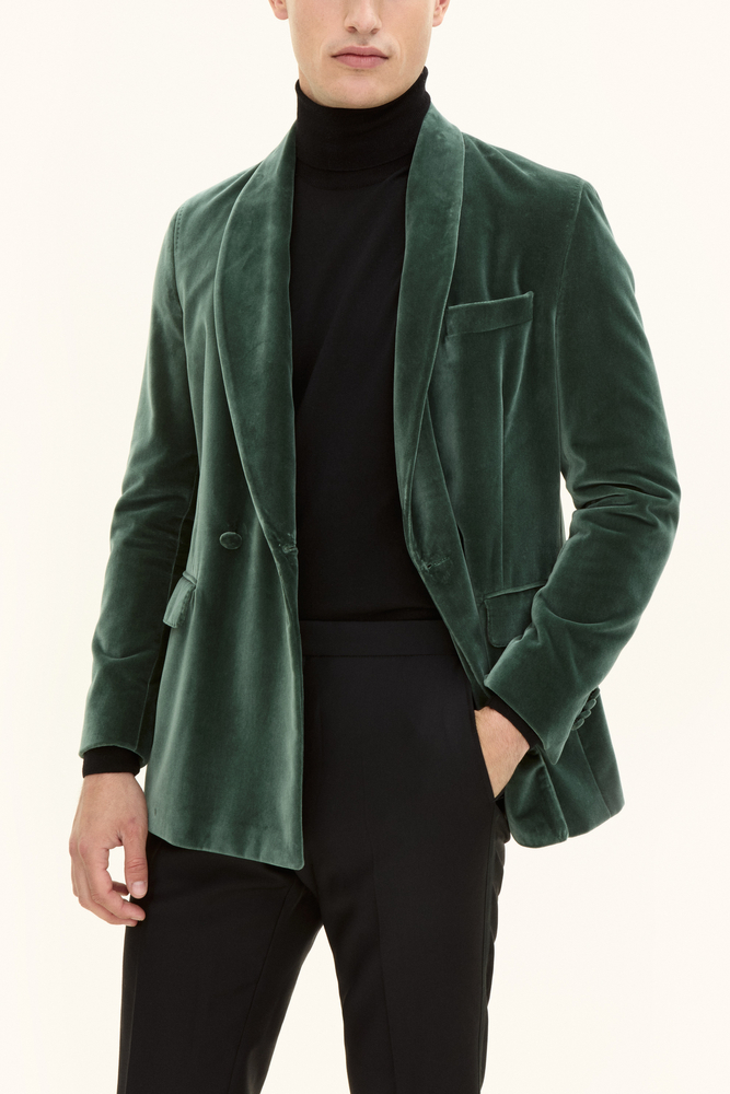 Regular Fit Dobbeltradet Smoking Blazer Velour