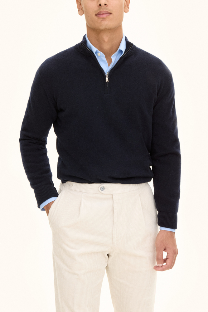 Regular Fit Half Zip Trøje Uldblanding