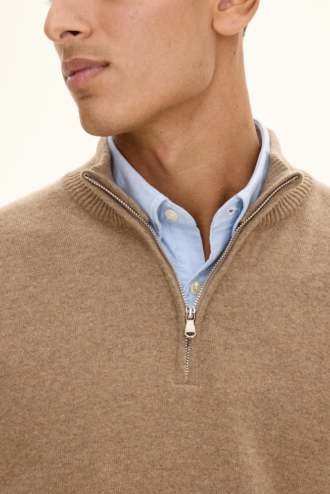 Regular Fit Half Zip Trøje Uldblanding