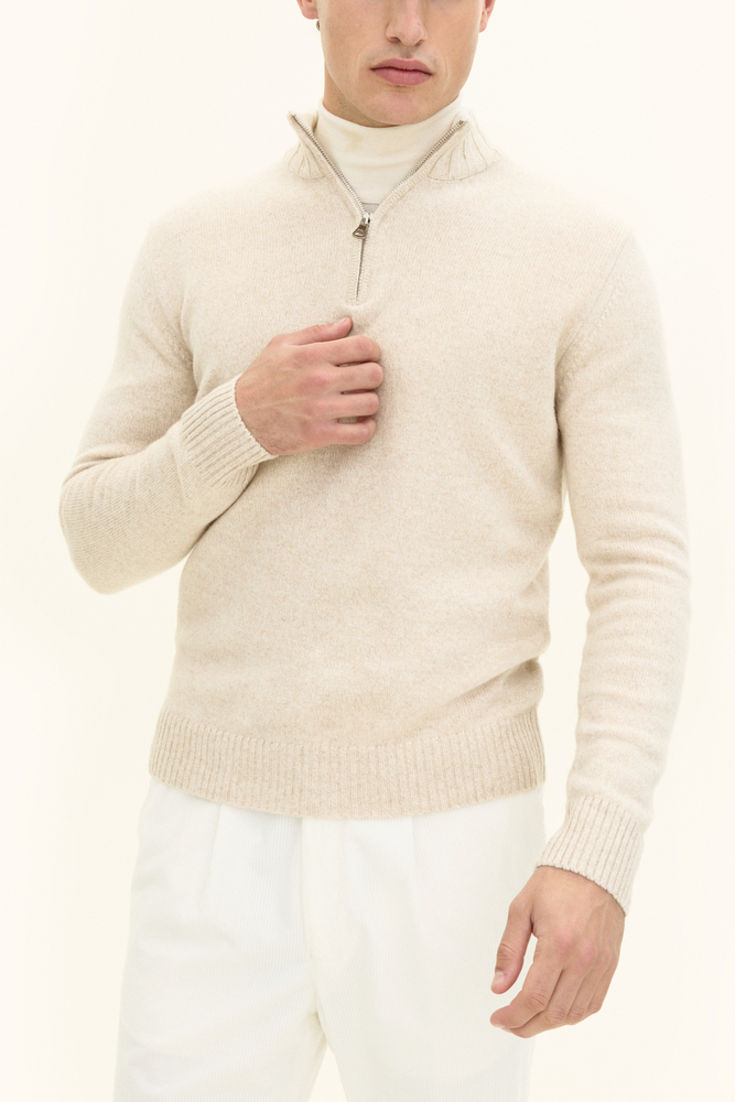 Regular Fit Half Zip Trøje Uldblanding