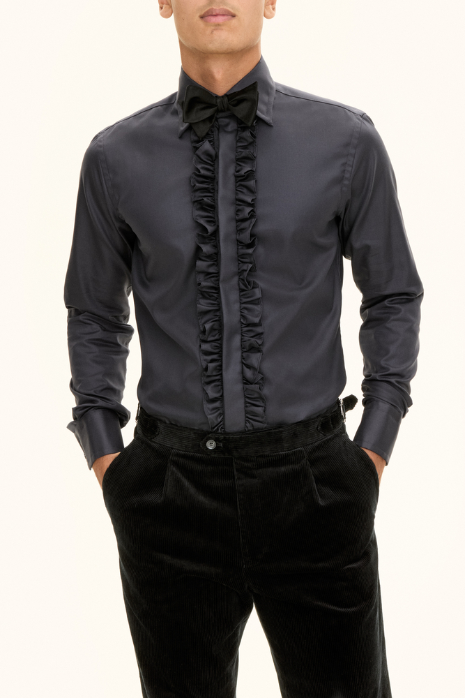 Slim Fit Cut Away Twillskjorte