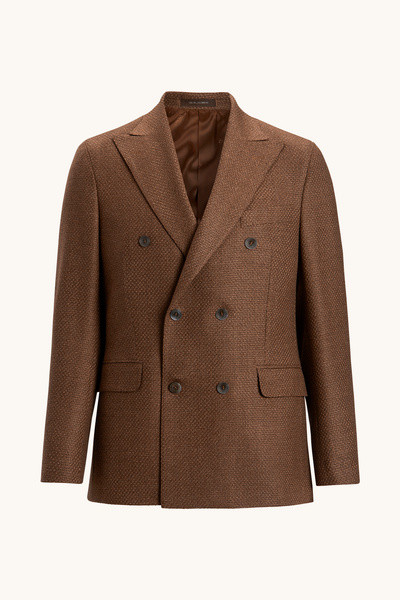 ジャケット・アウター Double breasted blazer (-olive brown-) Double breasted jacket 【ABMG15-47】 Italian Fabric Brown