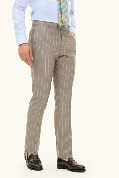 Regular Fit Randiga Byxor - Brun | Oscar Jacobson