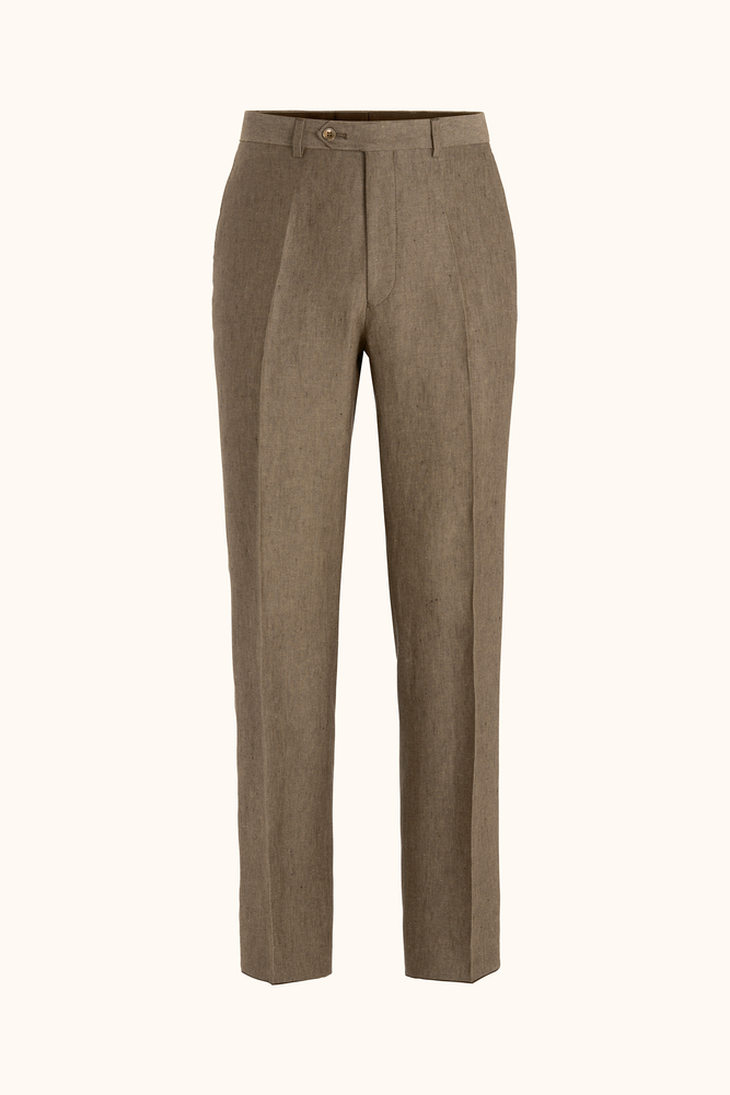 Regular Fit High Waist Linen Trousers