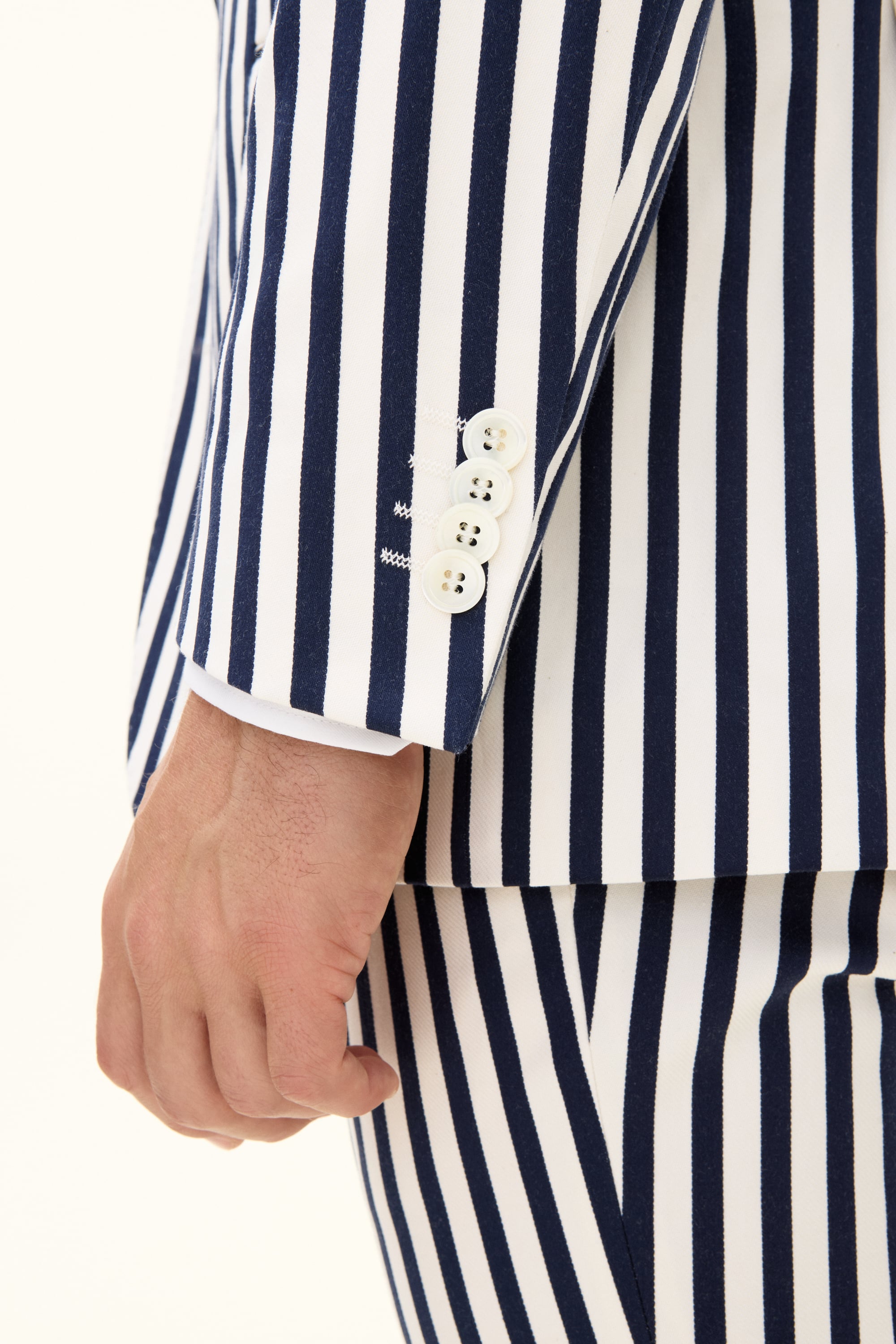 Regular Fit Cotton Stripe Blazer - Dark blue | Oscar Jacobson