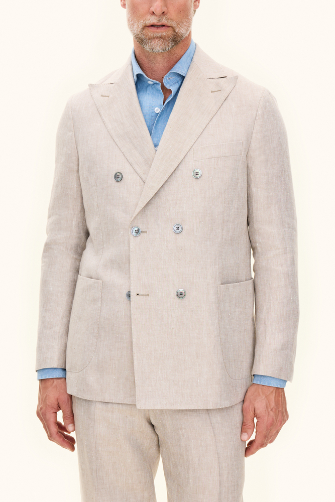 Regular Fit Dobbeltradet Hør Blazer