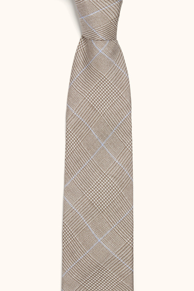 Glencheck Tie - Brown | Oscar Jacobson