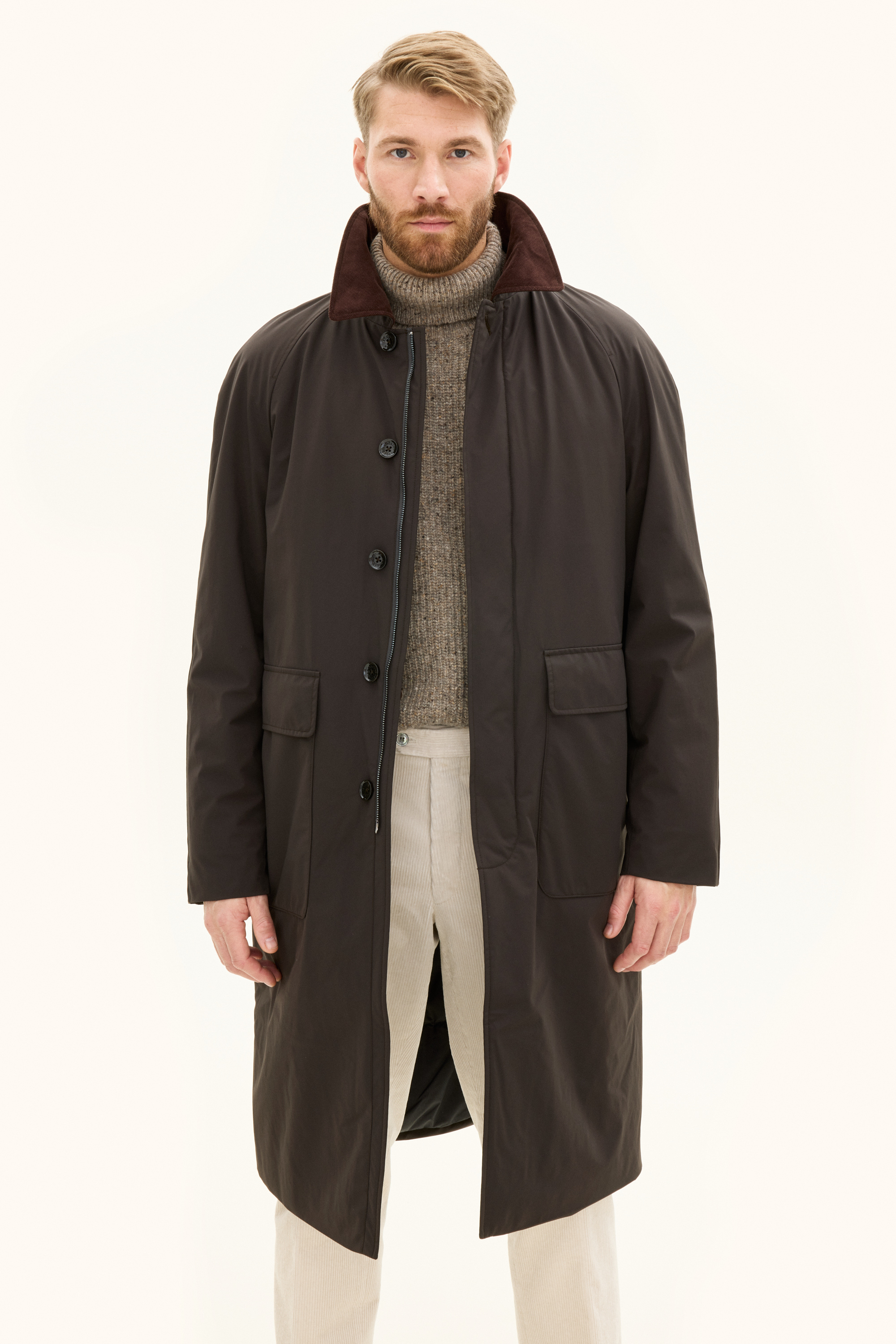 CFCL 「High Gauge Coat」 SIZE 3 Nylon 3-layer Padded Raglan Coat - Brown | Oscar Jacobson