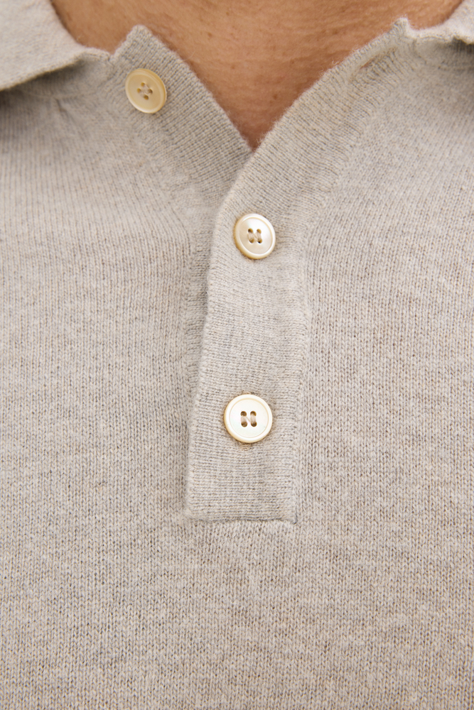 Regular Fit Polo Shirt Wool-Cashmere - Beige | Oscar Jacobson