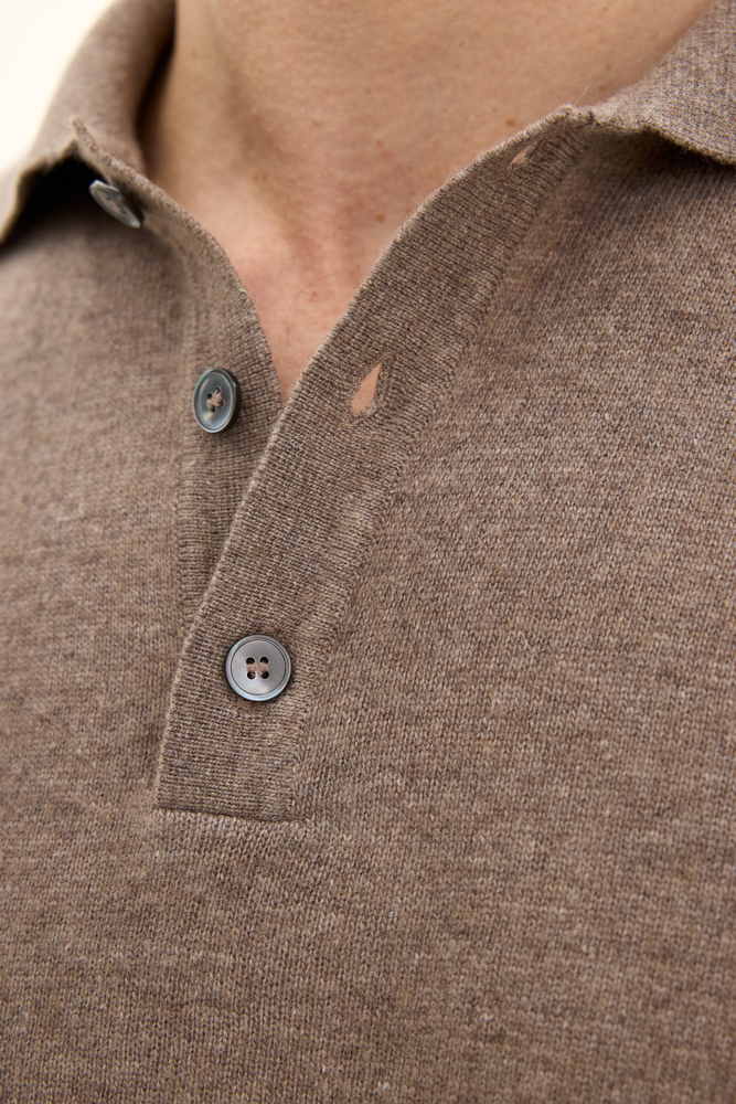 Regular Fit Polo Shirt Wool-Cashmere - Beige | Oscar Jacobson