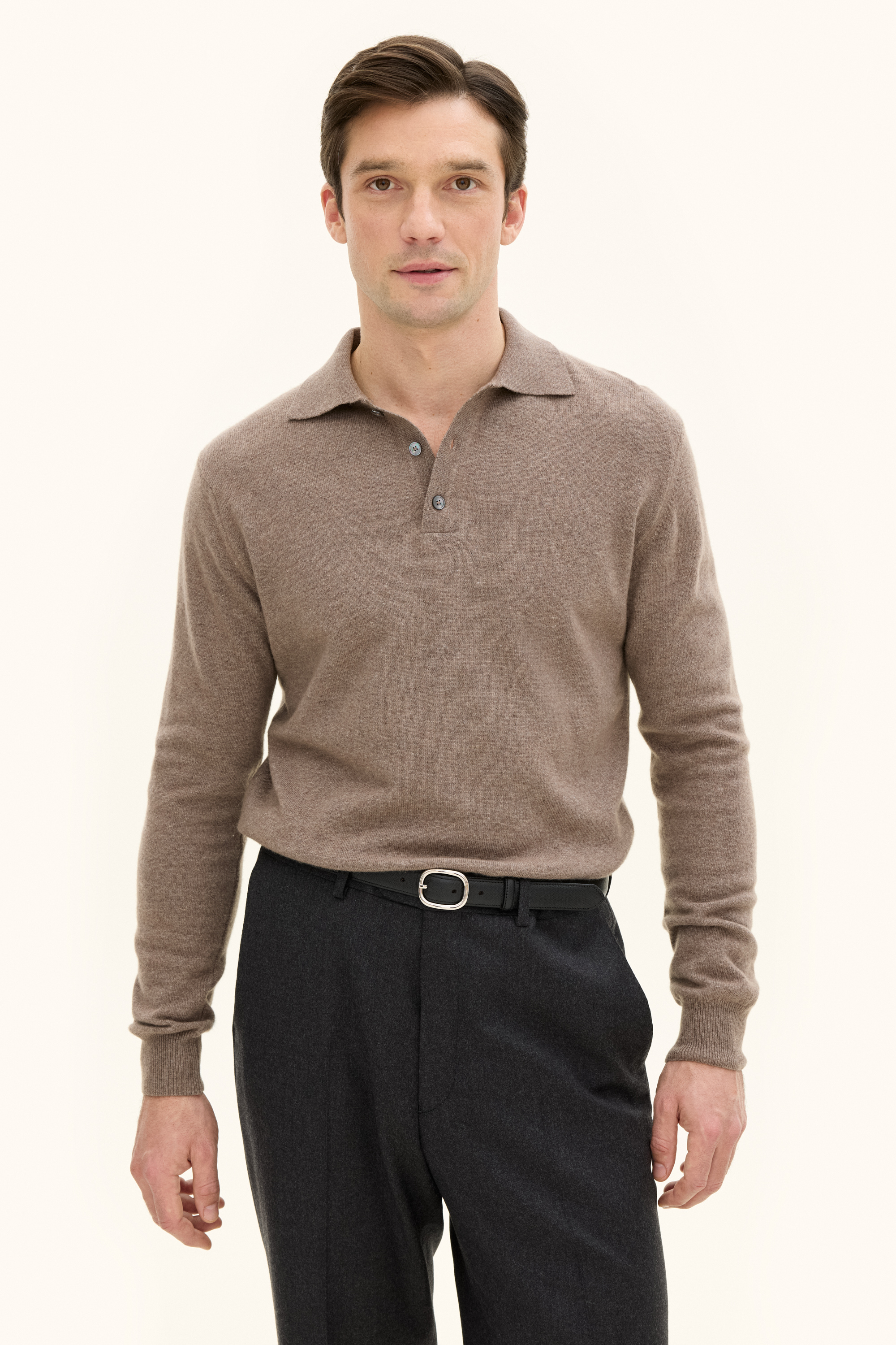 Regular Fit Polo Shirt Wool-Cashmere - Beige | Oscar Jacobson