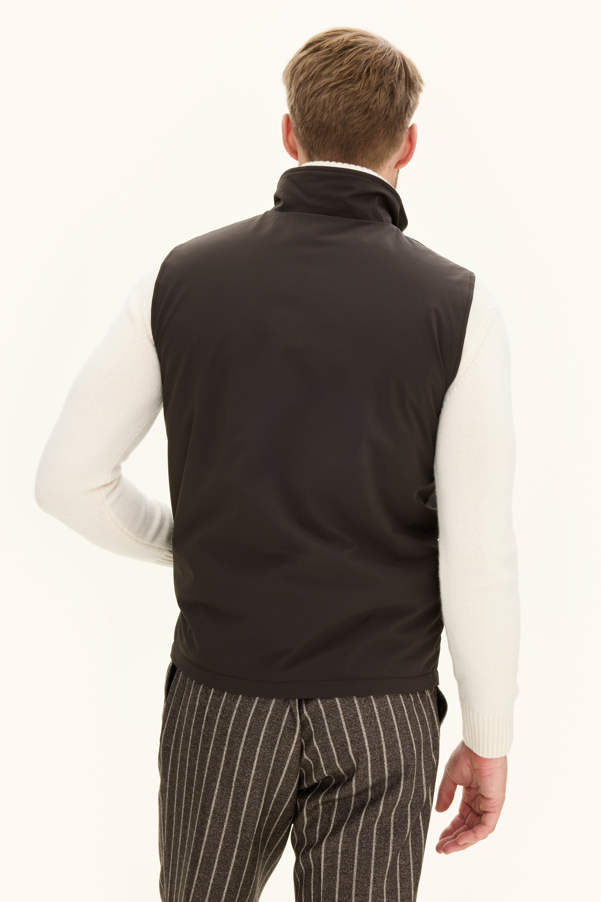 Reversible Padded Flannel Vest - Beige | Oscar Jacobson