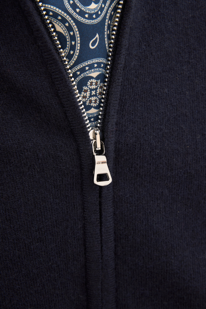 Regular Fit Full Zip Cardigan Wool-Cashmere - Dark blue | Oscar