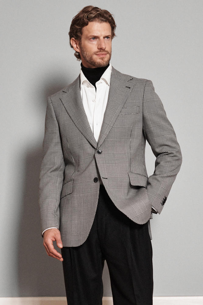 Uld Check Regular Fit Uld Glencheck Blazer - Sort | Oscar Jacobson
