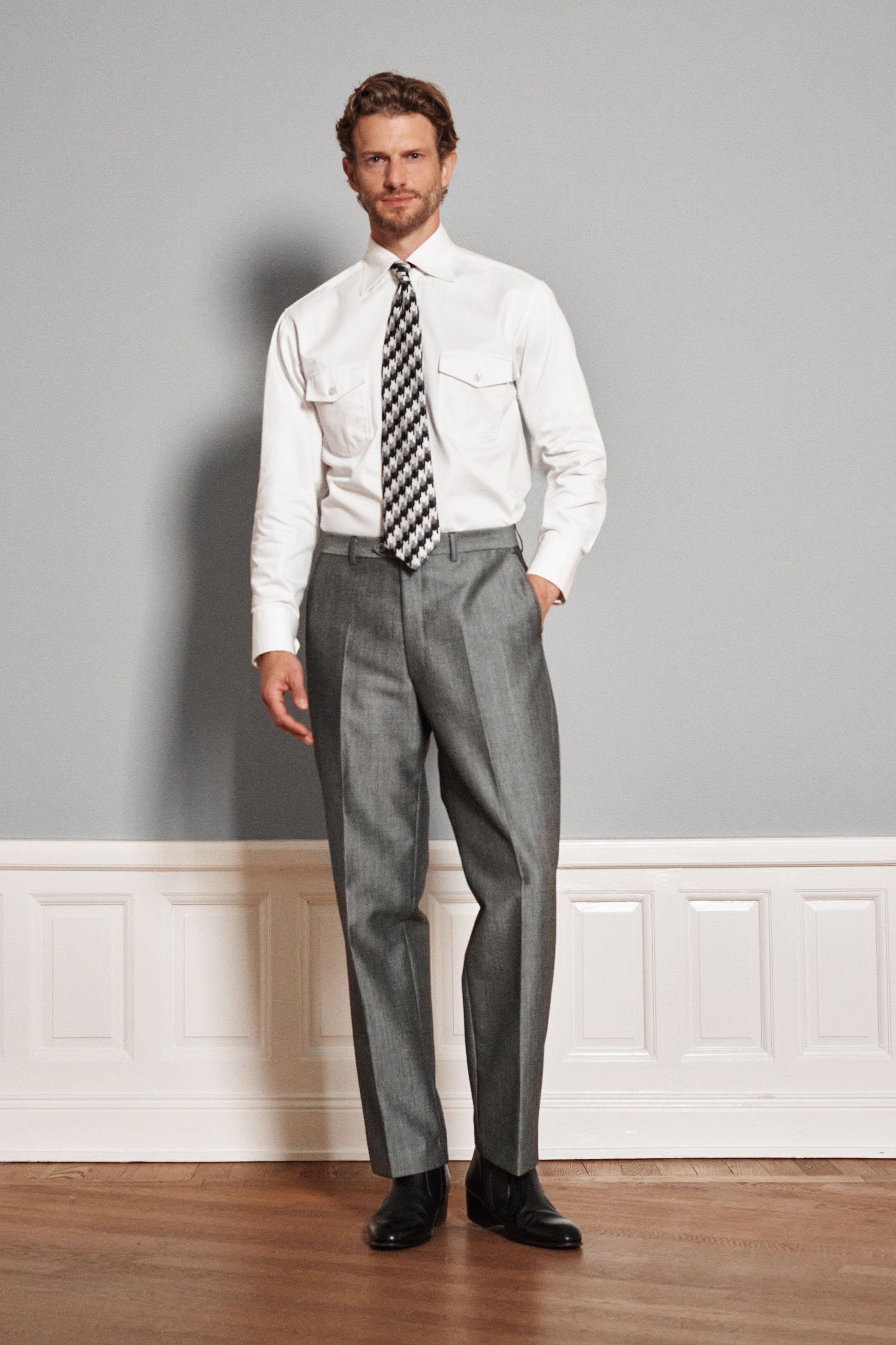 sachin and babi light blue dress Regular Fit High Waist Structure Trousers - Light grey