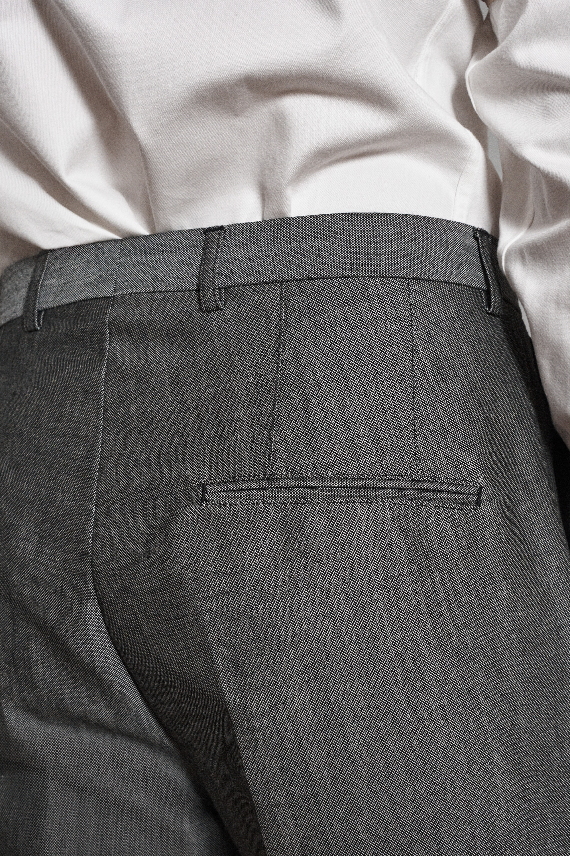 Regular Fit High Waist Structure Trousers - Light grey | Oscar