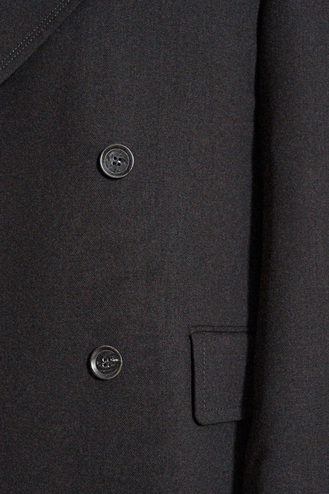 Regular Fit Double Breasted Wool Coat - Black | Oscar Jacobson