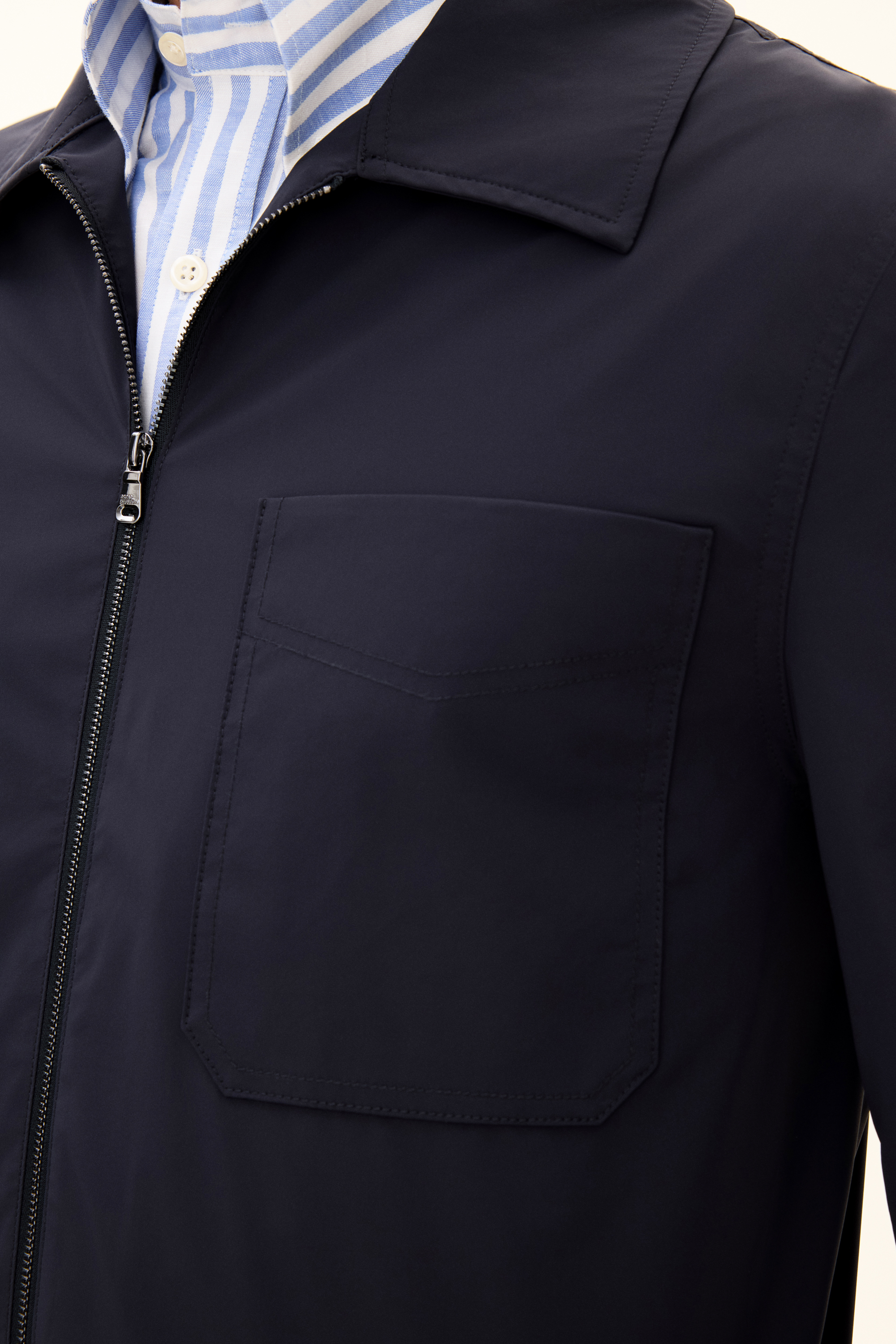 Light Zipped Shirt Jacket - Dark blue | Oscar Jacobson