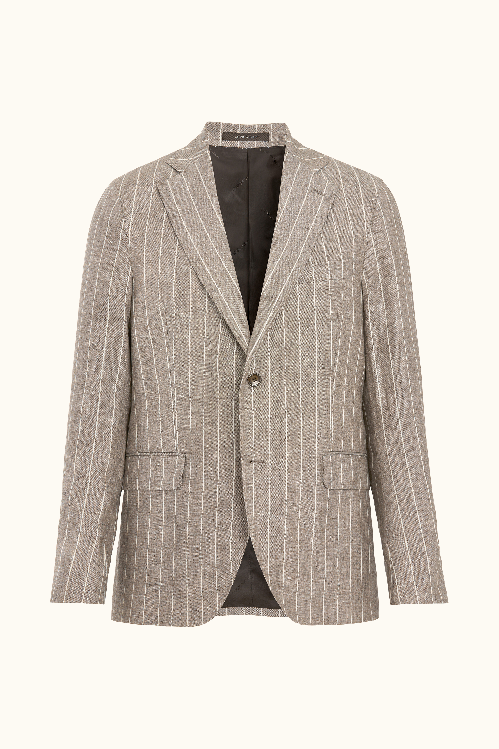 Regular Fit Linen Stipe Blazer - Beige | Oscar Jacobson