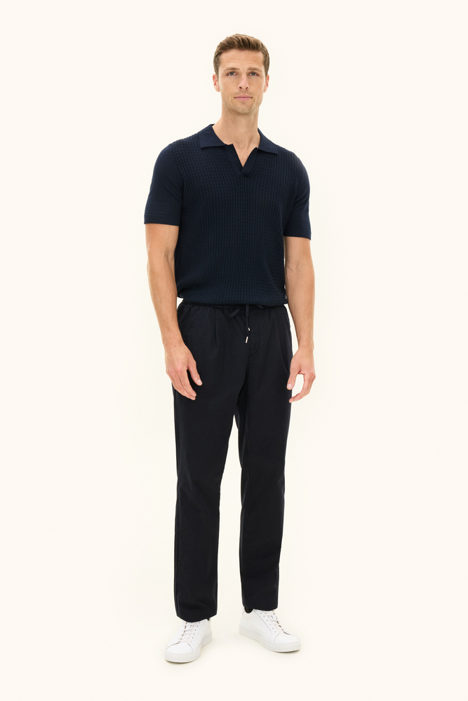 Oscar Jacobson メンズ ポロシャツ Sサイズ Regular Fit Cotton Polo Shirt - Dark blue | Oscar Jacobson