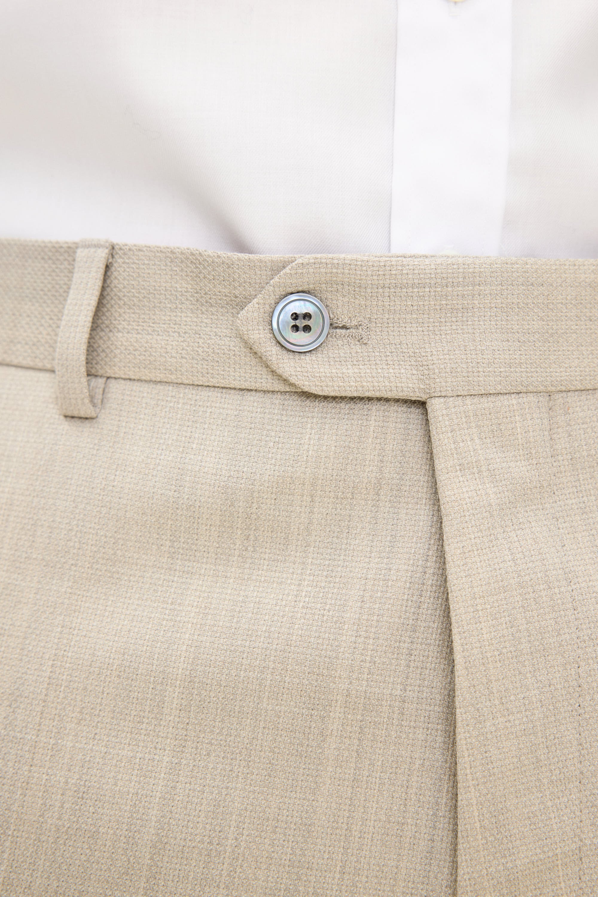 Regular Fit Tropical Wool Trousers - Beige | Oscar Jacobson