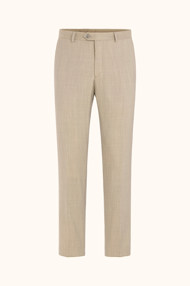 Regular Fit Tropical Wool Trousers - Beige | Oscar Jacobson