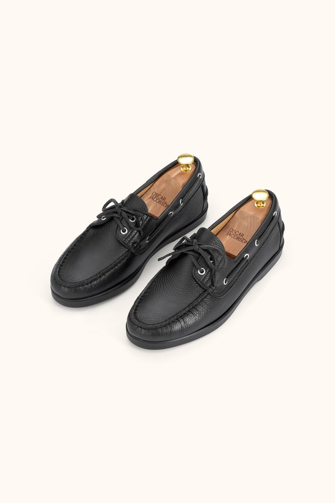 Deck Shoes Deerskin - Black | Oscar Jacobson