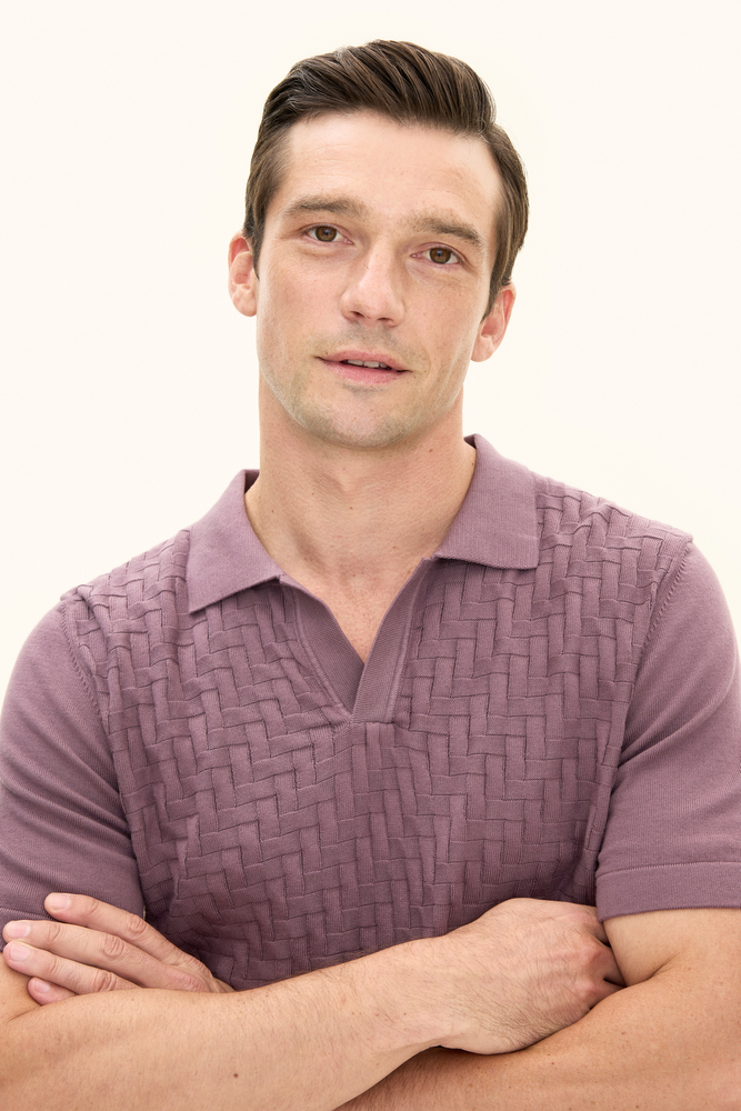 Regular Fit Cotton Polo Shirt - Purple | Oscar Jacobson