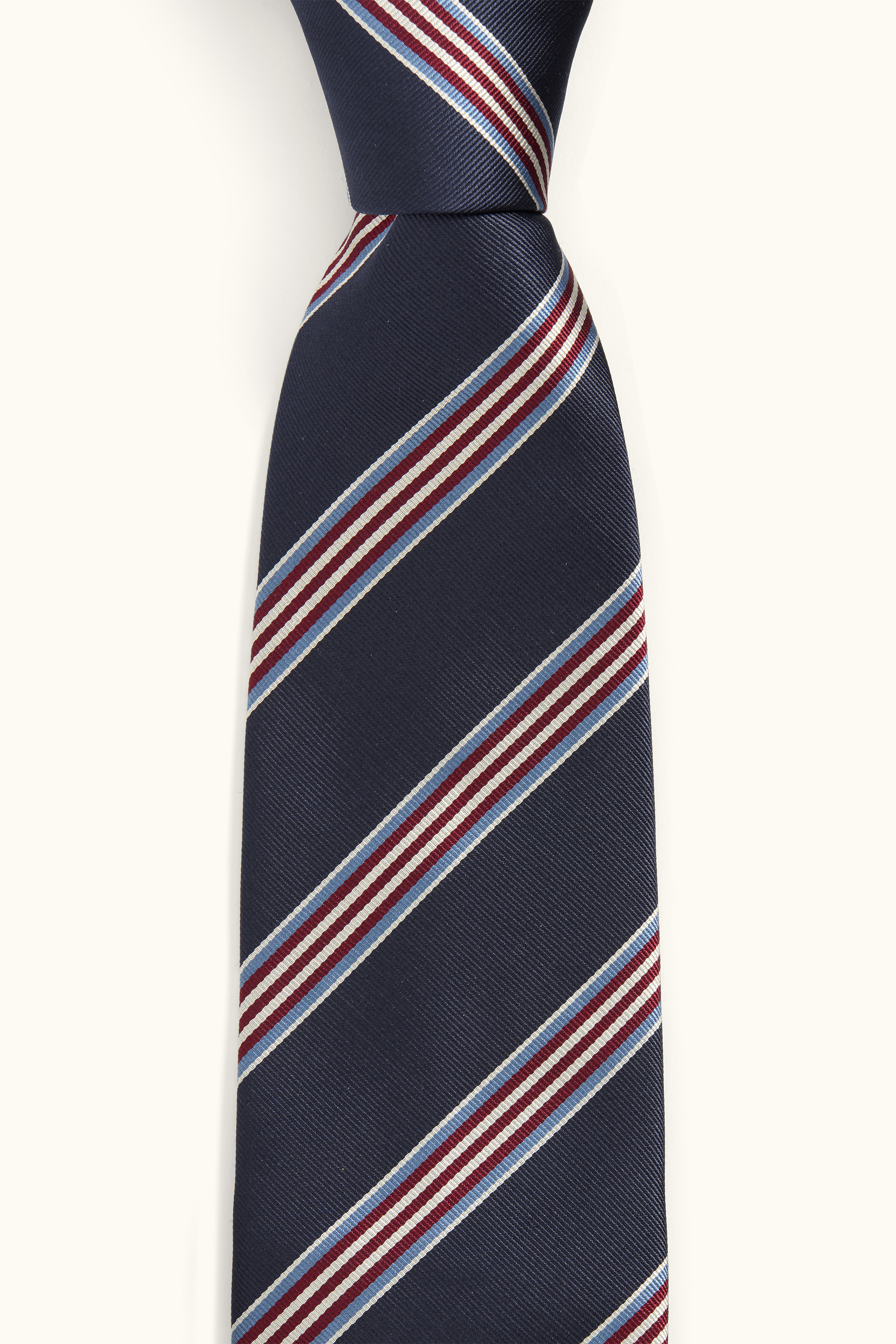 Regimental Stripe Silk Tie - Red | Oscar Jacobson